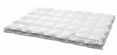 Hanskruchen® Premium **** Sommer Daunendecke 135x200 cm - EXTRA LEICHT - Made in Germany Kassettendecke mit 100% Daunen - Allergiker geeignet in fünf Wärmestufen