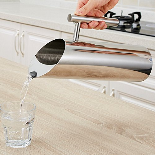 Jadeshay Jarra de Agua,Garrafa de Agua Grande Jarra de Agua de Acero Inoxidable de 2L para Servir Jugo de Leche de Agua fría en casa o en un Restaurante