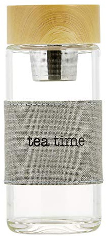 Creative Brands SIPS Botella de agua de vidrio con infusor integrado, 12 oz, Tea Time