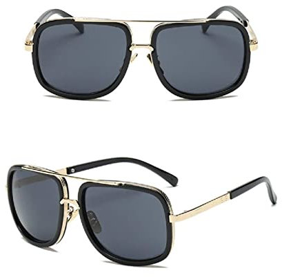 No Name Ltd Schwarze quadratische Celeb Sonnenbrille für Herren Uni Oversized Retro Vintage 2025 Ibiza Festival, Schwarz , Einheitsgröße