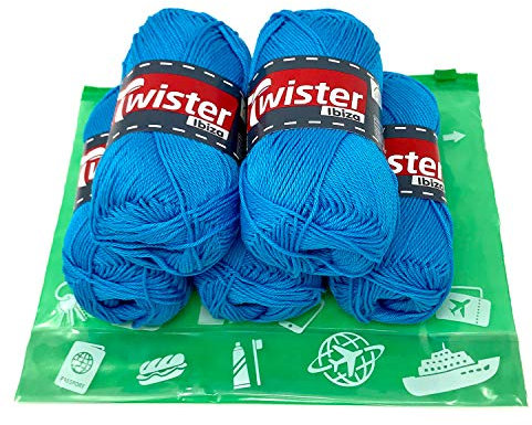 Handstrickgarn Häkelgarn Baumwollgarn Stricken Haekeln Basteln 5x50g Fb.65 türkis inkl.Zippbeutel