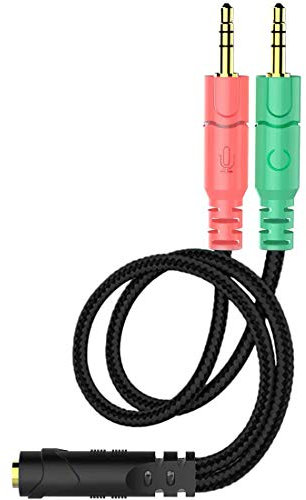 ENVEL Câble répartiteur de Casque pour PC avec Prise Jack 3,5 mm - Convertisseurs pour PC 3,5 mm Femelle avec Casque/Microphone - Se transforme en 2 Doubles mâles de 3,5 mm