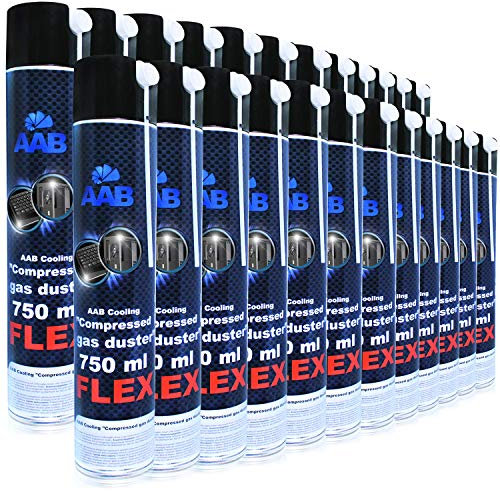 AABCOOLING Compressed Gas Duster FLEX 750ml - Wertpaket 24 Stück - mit Flexiblem Schlauch – Compressed Air, Reinigungspray, PC Reinigungsset, Druckluft Spraydose, Pressluft Dose