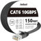 Jadaol Cat 6 Ethernet Cable 150ft (45.72m), Outdoor & Indoor, 10Gbps Support Cat 8 Cat 7 Network, Long Flat Internet Lan Patch Cord, Cat6 High Speed Weatherproof Cable for Router, Modem, Switch, Black