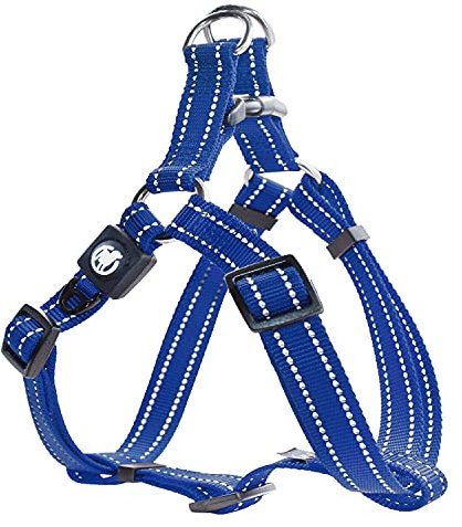 DDOXX Hundegeschirr Nylon, Step-In, Reflektierend, Verstellbar, Ausbruchsicher | für kleine & große Hunde | Brust-Geschirr Hund Katze Welpe Auto | Welpen-Geschirr Katzen-Geschirr | Blau, XXS