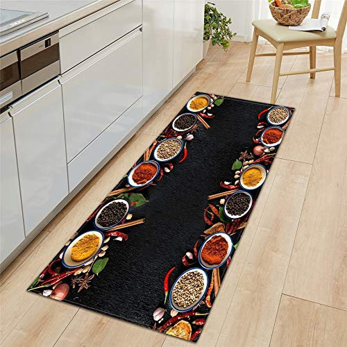 Morbuy Personalisierte Fußmatte Rutschfester Türvorleger mit 3D-Gewürzdruck, Schmutzfangmatte Waschbar Fussmatte Innen Badteppiche (60x90cm,schwarz)