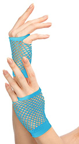 Balinco Rockige Netzhandschuhe 80er / 90er Jahre für Damen & Mädchen (Türkis)