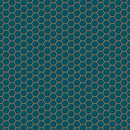 Contour Hexagon Lattice Teal Wallpaper