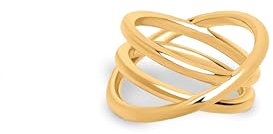 SINGULARU - Anillo Trinity. Latón Macizo con Acabado Baño en Oro de 18 Kt. Joyas para Mujer. Talla 16