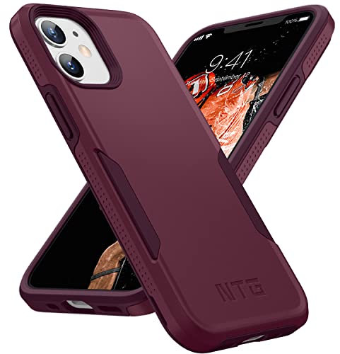 NTG Designed for iPhone 12 Case & iPhone 12 Pro Case, Heavy-Duty Tough Rugged Lightweight Slim Shockproof Protective Case for iPhone 12 6.1 Inch, Plum