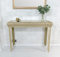 DOWNTON INTERIORS Antique Gold Moroccan Embossed Metal Mirrored Glass Console Side Hall Table (GZ423) Part of the AGADIR Collection
