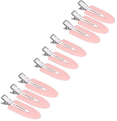 JeoPoom Pinzas para el Pelo sin Doblar Clips[9 Piezas], Sin Dobleces, Sin Marcas, Sin Arrugas, Herramienta de Clips de Peinado(Rosa)