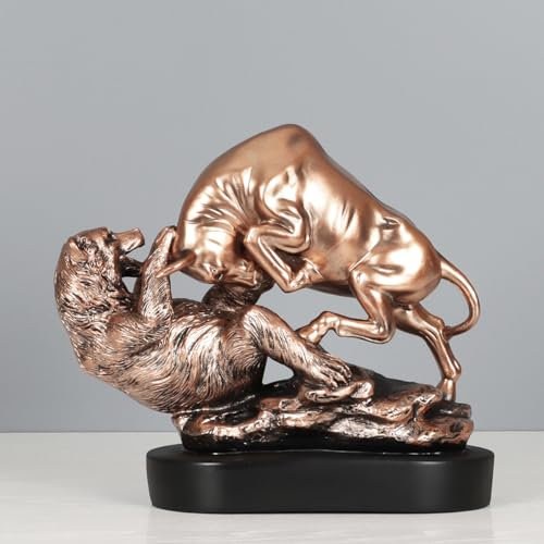 NILEEBUKER Wall Street Bull and Bear Statue Bronze Patina Harz Lagermarkt Ladeskulptur Home Office Dekor