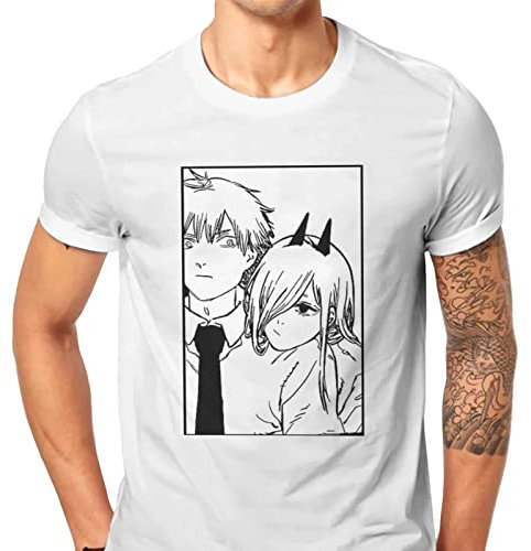 KONDZ Chainsaw Man Denji Manga Denji and Power Makima T Shirt Harajuku Homme Power Tshirt Large O-Neck Men Clothing
