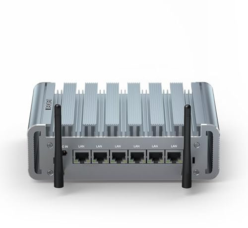 VENOEN Firewall 2,5 GBE, Mini-PC-Router, Netzwerk-Appliance, Celeron J4125, i225 LAN 6 Port, Barebone, DDR4-RAM, mSATA-SSD, HD, COM, USB3.0, WLAN, Mikrocomputer, W 10/Linux, Automatisches Einschalten