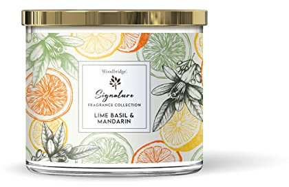 Woodbridge Duftkerze im Glas mit Deckel | Lime Basil Mandarin | Duftkerze Frisch | Kerzen 3 Docht | Kerzen lange Brenndauer (40h) | Geschenk für Frauen