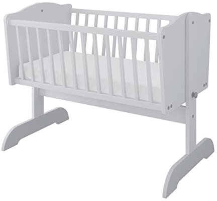 kiki design Babywiege 40x90 cm | Kinderbett | Schaukelfunktion | Inklusive Lenkrollen | Einfache Montage | Babybett für Mädchen und Junge |Farbe Grau