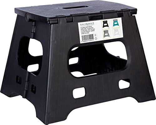 Splendole Tritthocker Klapphocker Faltbar Kinderfußbank Klapptritt Bad-Hocker Klappbar Kindertritt Klein Aufstiegshilfe Küchenhocker Für Kinder Erwachsene (Schwarz)