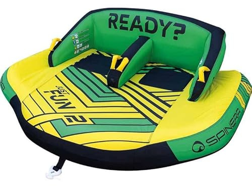 SPINERA Just Fun Towable für 2 o. 3 Personen – Aufblasbarer Wassersofa mit Full Nylon Cover, Boston Valve & Quick-Connect Hook – Komfortgriffe mit Neopren – 100% Action für Jeden (Just Fun 2 Pers.)