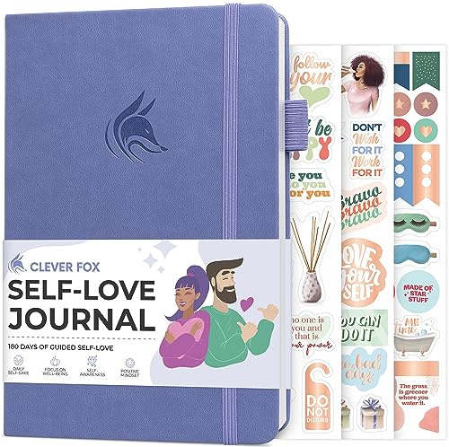 Clever Fox Self-Love Journal for Women, Gratitude, Positivity, Lavender | 6-month daily mental health journal with stickers, self-care, anxiety therapy, life & wellness planner for teens & adults