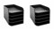 OSCO Black Faux Leather Five Tier Designer Letter Tray | 2 Pack | A4 | Desk File Organiser | Paper Storage | Office Document Sorter | Paperwork Filing | No Assembly Required | H28.8 x W25 x D33.5 cm |