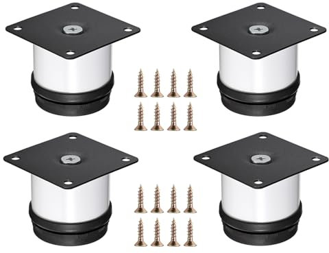 SUMNACON 4 Pcs 5CM Stainless Steel Furniture Legs Cabinet Legs, Adjustable Sofa Feet Dresser Feet Replacement Supporting Legs for Worktop Breakfast Bar Desk Table (White)