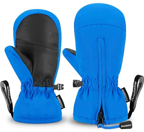 Andake Kinderhandschuhe,Warme Winterhandschuhe Wasserdicht Winddicht Handschuhe für Skifahren, Spielen, Outdoor-Aktivitäten, Jungen und Mädchen (Blau-kurz, XXS(ca.3-6 Jahre))
