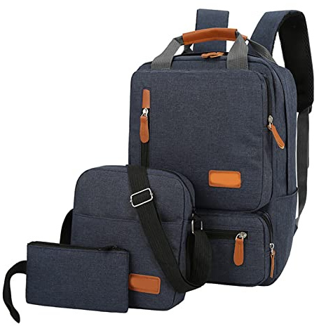 HUIOP 3 pièces sac à dos ensemble femmes hommes sac à dos pour ordinateur portable sac à bandoulière petite poche pour voyage école affaires travail collège convient jusqu'à 14.5 pouces,épaule