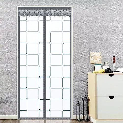 wärmeschutzvorhang haustür Kälteschutz und Wärmeschutz im Winter Türvorhang Thermo kälteschutz Geräuschisolierung für Balkontür Wohnzimmer80x220cm Graues Quadrat