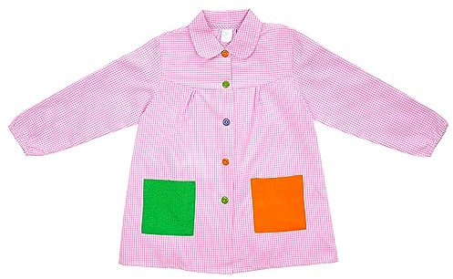 ETREXONLINE Malschürze für Kinder 7-8 Jahre in der Schule, Bastelschürze für Kinder mit Knopf, Schürze für Schule und Handwerk - Rosa