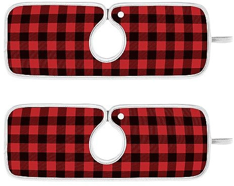 2 Stück Wasserhahn saugfähige Matte waschbar Spüle Spritzschutz Badezimmer Wasserhahn Abtropfmatte Küchenzubehör Medium 58,4 x 12,7 cm Buffalo Plaid Tartan Check Schottland Rot Schwarz Weihnachten