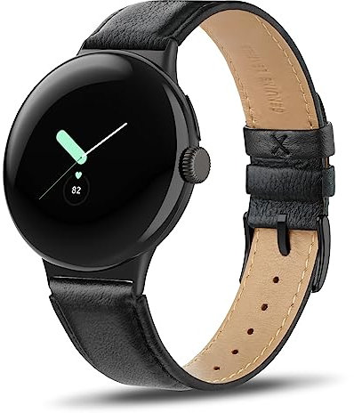 Tuocal Echtes Lederarmband, kompatibel mit Google Pixel Watch 2 Armband/Pixel Uhrenarmband, Smartwatch-Band für Damen und Herren, weiches atmungsaktives echtes Leder, verstellbares Ersatzarmband
