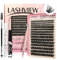 LASHVIEW DIY Lash Extension Kit, 182pcs Cluster Eyelash Extensions Kit, Individual Lashes Kit,Cluster Lashes with Lash Bond and Seal,Lash Glue Remover and Lash Applicator(Fluffy)