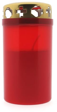 5 Grabkerzen Nr. 3 mit Gold Deckel - Rot | Dauerbrenner | Tagebrenner | Grablicht | Friedhofskerzen | Trauerkerze | Kerzen | Gedenkkerze | Trauer | Engel | Andachtskerze | Allerheiligen | Grabzubehör