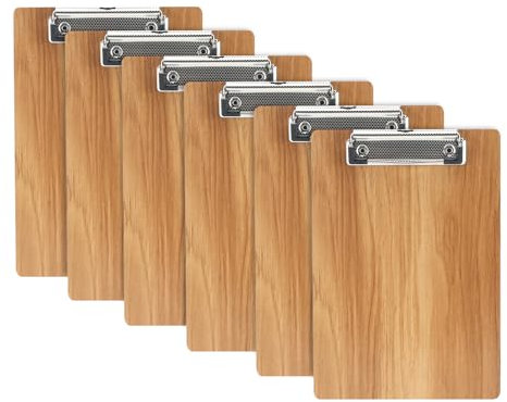 A5 Klemmbrett Holz,6 Stück Klemmbretter Schreibbrett mit Metalklemme, Schreibplatte Zwischenablage