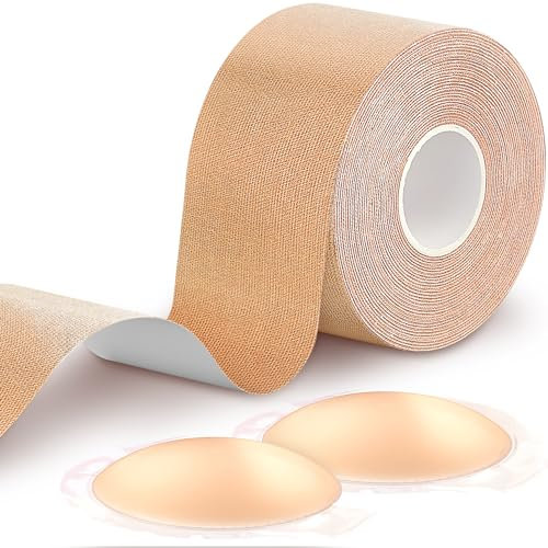 Hommler Klebe BH Trägerlos Body Tape Brust Klebeband Boob Tape Rückenfreier BH zum Kleben, Selbstklebender Tape für Brüste mit Brüste Nippelpads Brust Tape für Grosse Brüste