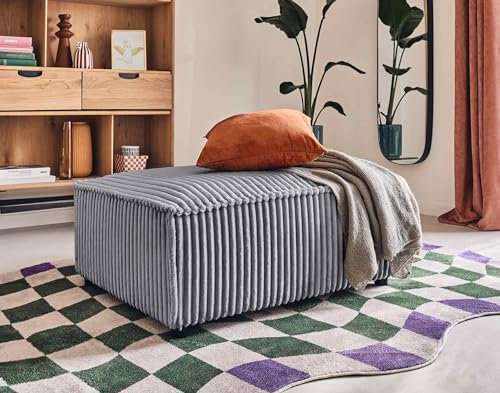 Lisa Design Stella - Pouf - aus grob geripptem Cord Grau