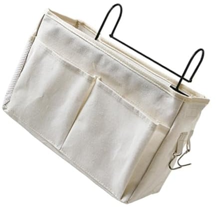 CIYODO Bedside Hanging Organizer Aufbewahrungstasche Multifunktionale für Bücher und Kleinigkeiten Hängender Organizer für Kinderzimmer und Babybett Weiß