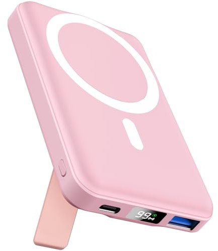 AOGUERBE Batterie Externe Mag-Safe, 10000mAh Power Bank Magnetique sans Fil PD 22.5W Charge Rapide Powerbank USB-C Pliable Chargeur Portable Compatible avec iPhone 16/15/14/13/12/ Pro/Mini/Pro Max