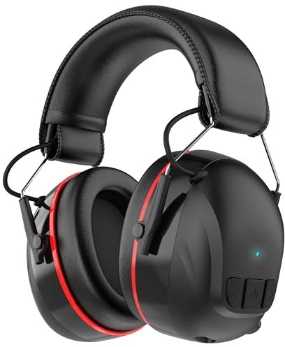 Qozybuds Casque de protection auditive Bluetooth 5.4 avec 120 heures de temps de fonctionnement, 30 dB SNR, batterie rechargeable de 1200 mAh, réduction du bruit, cache-oreilles de sécurité pour