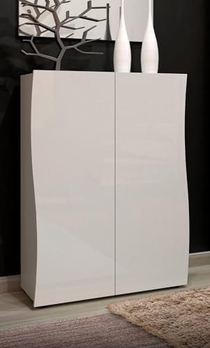 möbelando Schuhschrank >KISS< in weiß, Holzwerkstoff - 86,7x115x34cm (BxHxT)