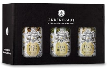 Ankerkraut Kräuter-Tee-Box 'Kräuterliebe', Nana Minze, Ingwerfrische und Ankerblüte, 205 g looser Tee, Tea-Box zum Verschenken, Geschenk-Set