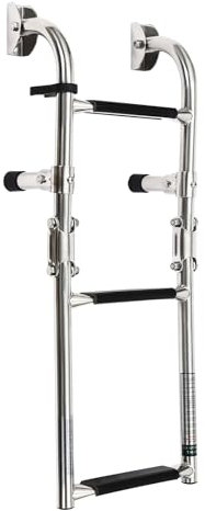 3 Step Telescopic Boat Ladder,Stainless Steel Ladder,Folding Boat Ladder, Load-Bearing Capacity 158.8kg, for Yachts, Speedboats, Fishing Boats, Ships,Marine Yacht Boat Ship