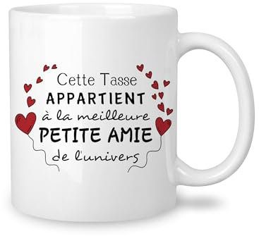 Yufansd Tasse Mug - Meilleure Petite Amie de L'univers - Cadeaux pour Femme Idée Originale Cadeaux d'anniversaire Noël Saint-Valentin Souvenir Copine Céramique 350 ml