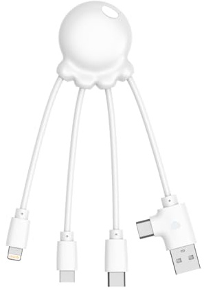 Xoopar Charger 4 in 1 Multi USB Cable – Octopus (White, Octopus (Ocean-Recycled Plastic))