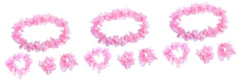 STOBAZA 12pezzi Ghirlande Hawaiane Ruffle Simil Setificio Per Feste Collana e Bracciali Fiori Artificiali Cerchietto Floreale Per Luau e Celebrazioni Estive Rosa