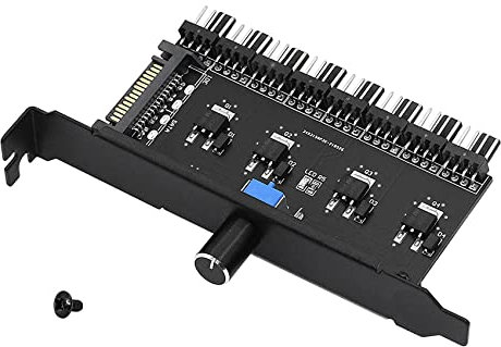 Bordhap Pc 8 Channels Fan Hub Cooling Fan Speed Controller for CPU Case HDD VGA PWM Fan PCI Bracket Power By 12V Fan (SATA)