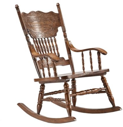 Französische Holz-Terrassenmöbel aus Massivholz, geschnitzt, Schaukelstuhl, Liegestuhl, Retro, mittelalterliche Wohnzimmerstühle – Balkon, Freizeit, Terrassenstühle für ältere Menschen, Tragkraft 100