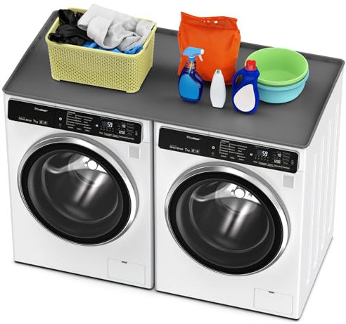 Grande housse de protection antidérapante et imperméable pour machine à laver et sèche-linge – 137 x 67 cm – Pour lavage et cuisine (gris foncé)