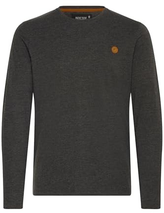 Indicode IDPhillo Herren Longsleeve Langarmshirt Shirt mit Rundhals Label-Badge 100% Baumwolle Regular fit, Größe:XXL, Farbe:Charcoal Mix (915)